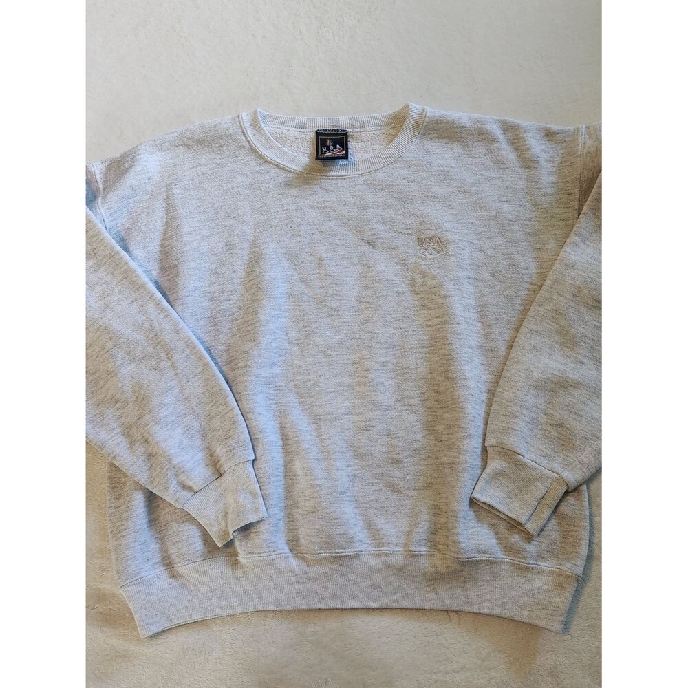 VTG USA Olympics Heather Grey Crewneck Sweatshirt Large Made In USA No Flaws